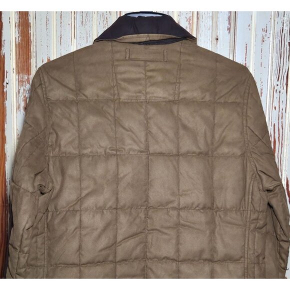 Nautica Quilted Brown Jacket Elbow Patches Snap &  Zip Closure Size Small - Picture 7 of 7